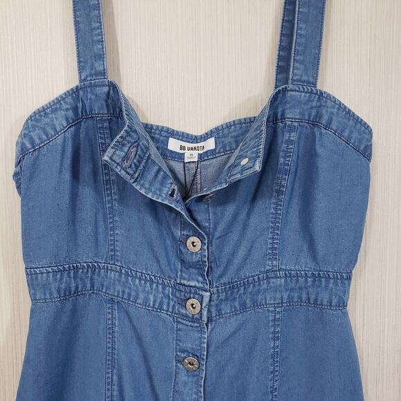 BB Dakota NWT button front jumper bustier style chambray dress woman's size 6 - Picture 5 of 10